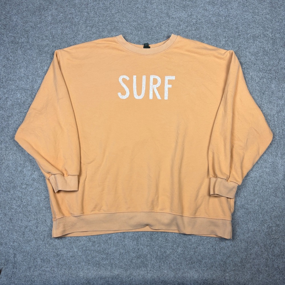 Wild Fable Peach Orange SURF Graphic Crewneck Sweatshirt XXL Oversized Pullover